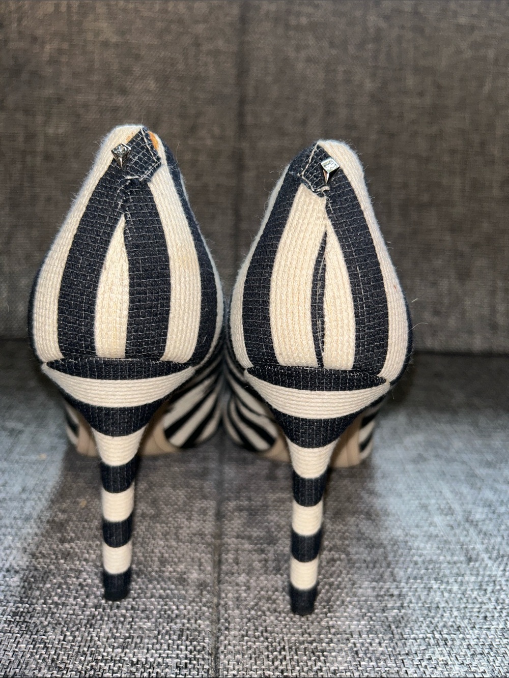 Sam Edelman Black and Cream Striped Pointed Pumps - Picture 4 of 9